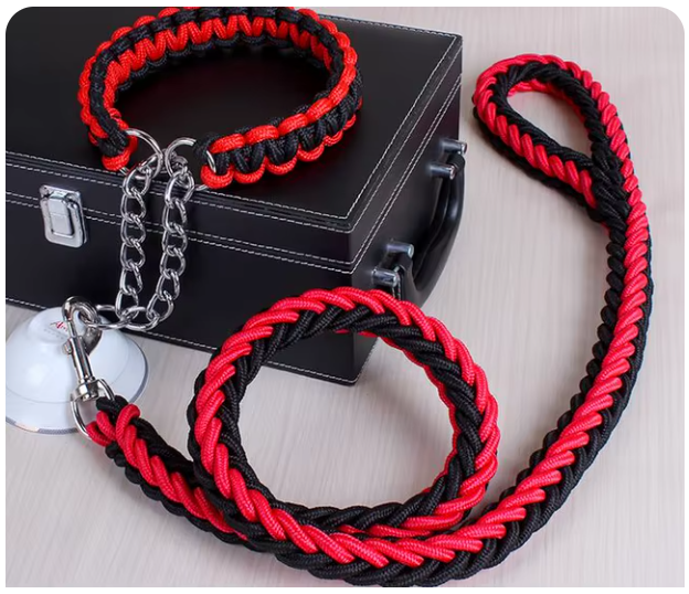 collier-laisse-brin-chien-rouge-noir